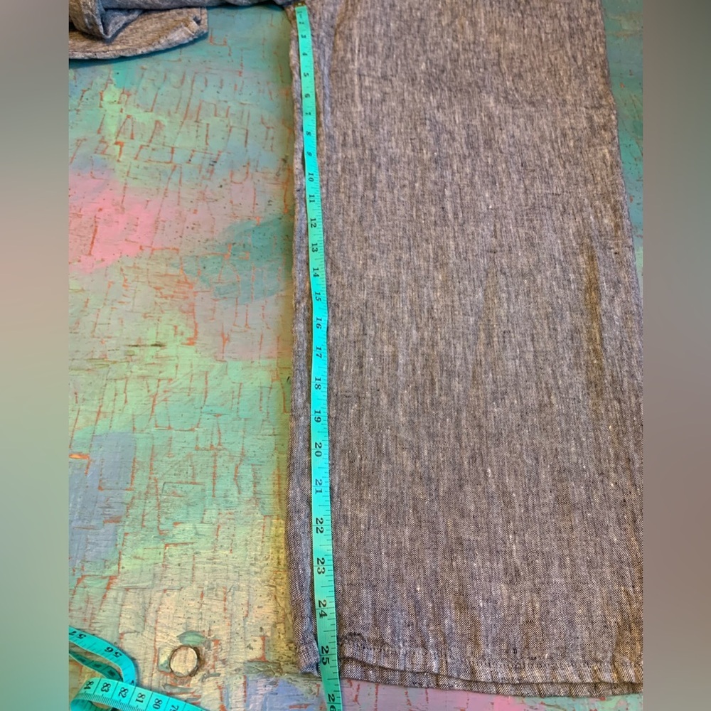 FLAX NWT LINEN PANTS FLOOD CROP SZ MED LANTERN TAPERED BLACK CROSS-DYE LAGENLOOK - Picture 6 of 9